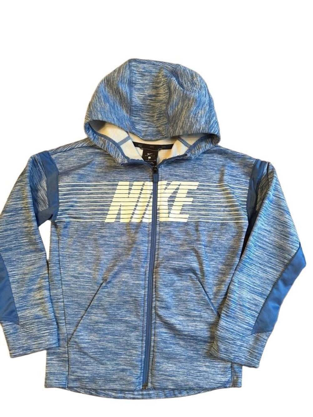Nike Dri-Fit Full Zip Hoodie Size S Blue Heathered Athletic Jacket youth